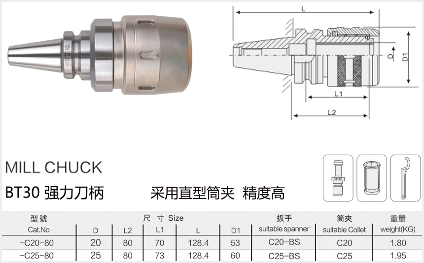 bt30強力刀柄規格尺寸圖